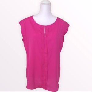The Limited Pleated Front Blouse Bright Pink Large